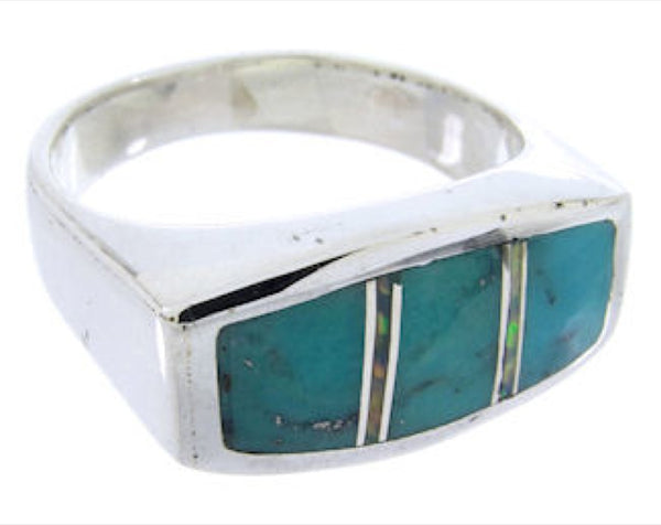 Southwest Turquoise Opal Sterling Silver Ring Size 4-1/2 IS68186